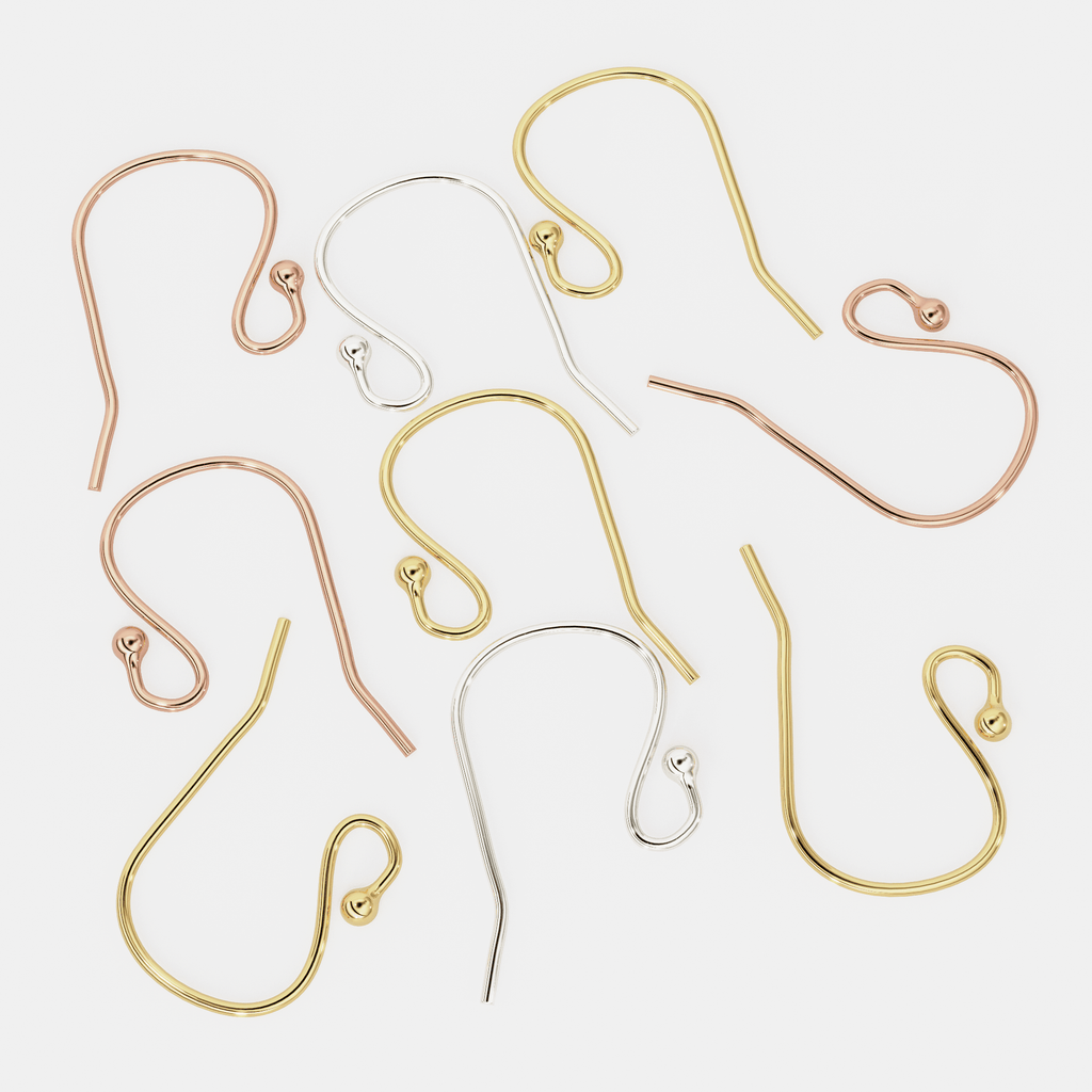 11mmx17mm 23 Gauge 18k Solid Yellow Gold French Hook Earwires With 1.6mm Ball Ends Pair - Jalvi & Co.