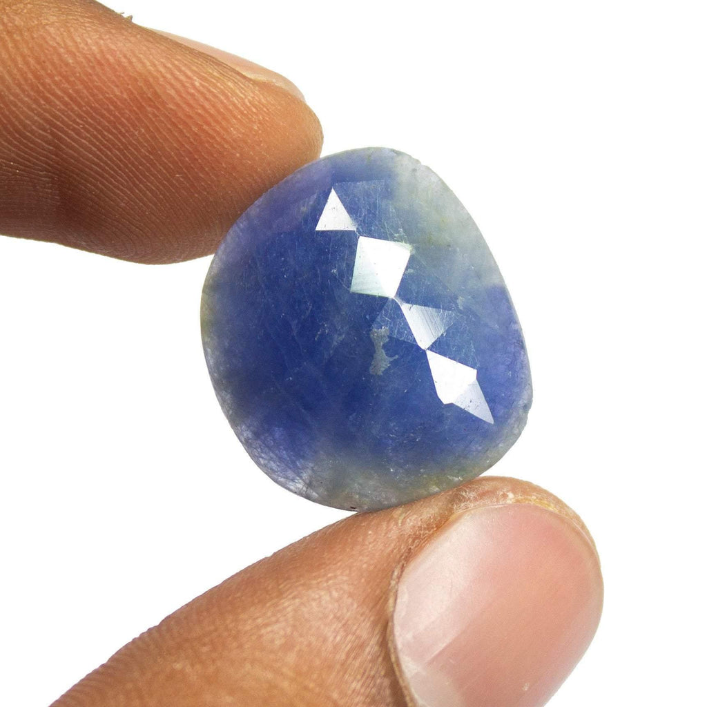 12.5 carats, 20x18mm, Natural Blue Sapphire Rose Cut Pear Loose Gemstone, Natural Blue Gemstone, Blue Sapphire - Jalvi & Co.