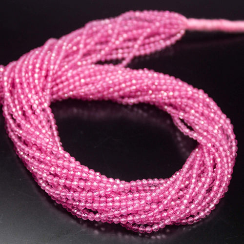 12.5 inch, 2mm, Mystic Pink Topaz Faceted Round Cut Beads, Topaz Beads - Jalvi & Co.