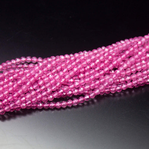 12.5 inch, 2mm, Mystic Pink Topaz Faceted Round Cut Beads, Topaz Beads - Jalvi & Co.