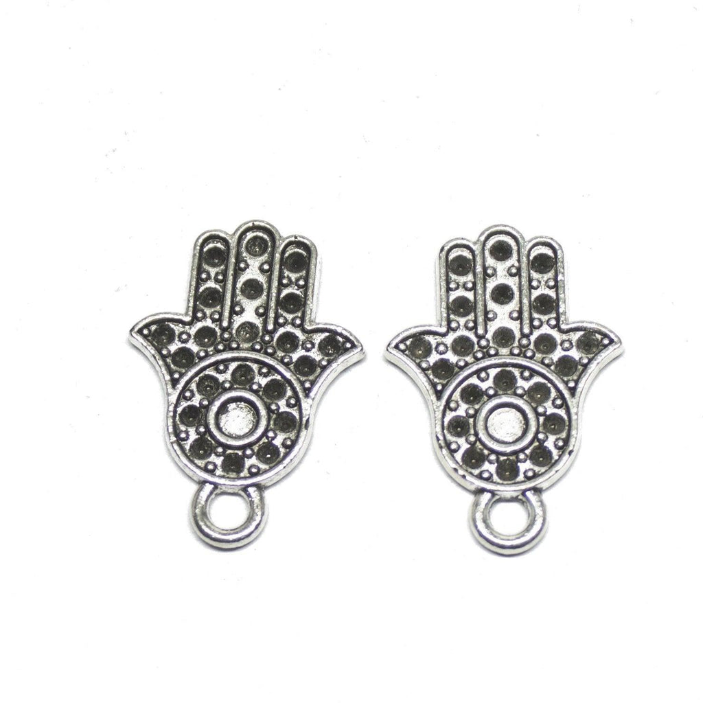 12 Hamsa Charms Antique Silver Tone Heart Charm - Jalvi & Co.