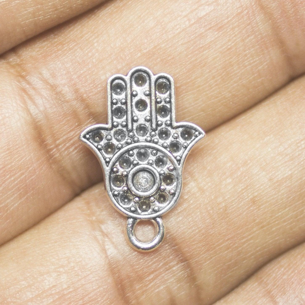 12 Hamsa Charms Antique Silver Tone Heart Charm - Jalvi & Co.