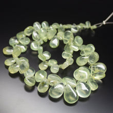 Load image into Gallery viewer, 12 inch, 6-13mm, Green Prehnite Smooth Pear Drop Briolette Beads, Prehnite Beads - Jalvi &amp; Co.