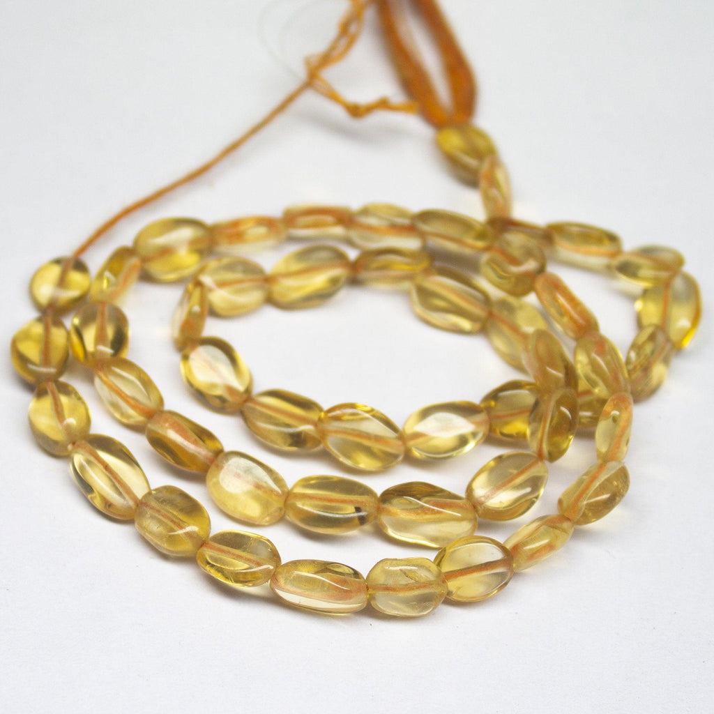 12 inch, 6-7mm, Golden Citrine Smooth Oval Shape Beads, Citrine Beads - Jalvi & Co.