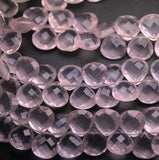 1/2 Inch Strand, Finest Quality Matched Pair 10mm Size Rose Quartz Faceted Heart Shaped Briolette's