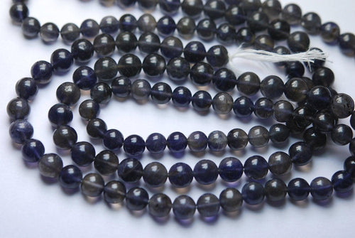 12 Inch Strand,Large Size, Natural Iolite Smooth Balls Beads, 7-6mm Size, - Jalvi & Co.