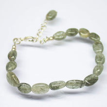 Load image into Gallery viewer, 12 inches, 8-8.5mm, Natural Moss Quartz Smooth Oval Beaded Bracelet, Quartz Beads - Jalvi &amp; Co.