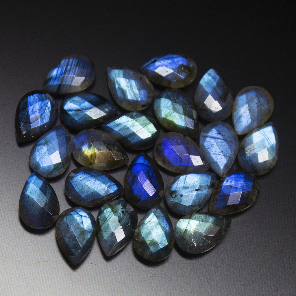 12 matching pair, 12mm Matched Pair, Faceted Pear Shape Briolettes Blue Flash Labradorite - Jalvi & Co.