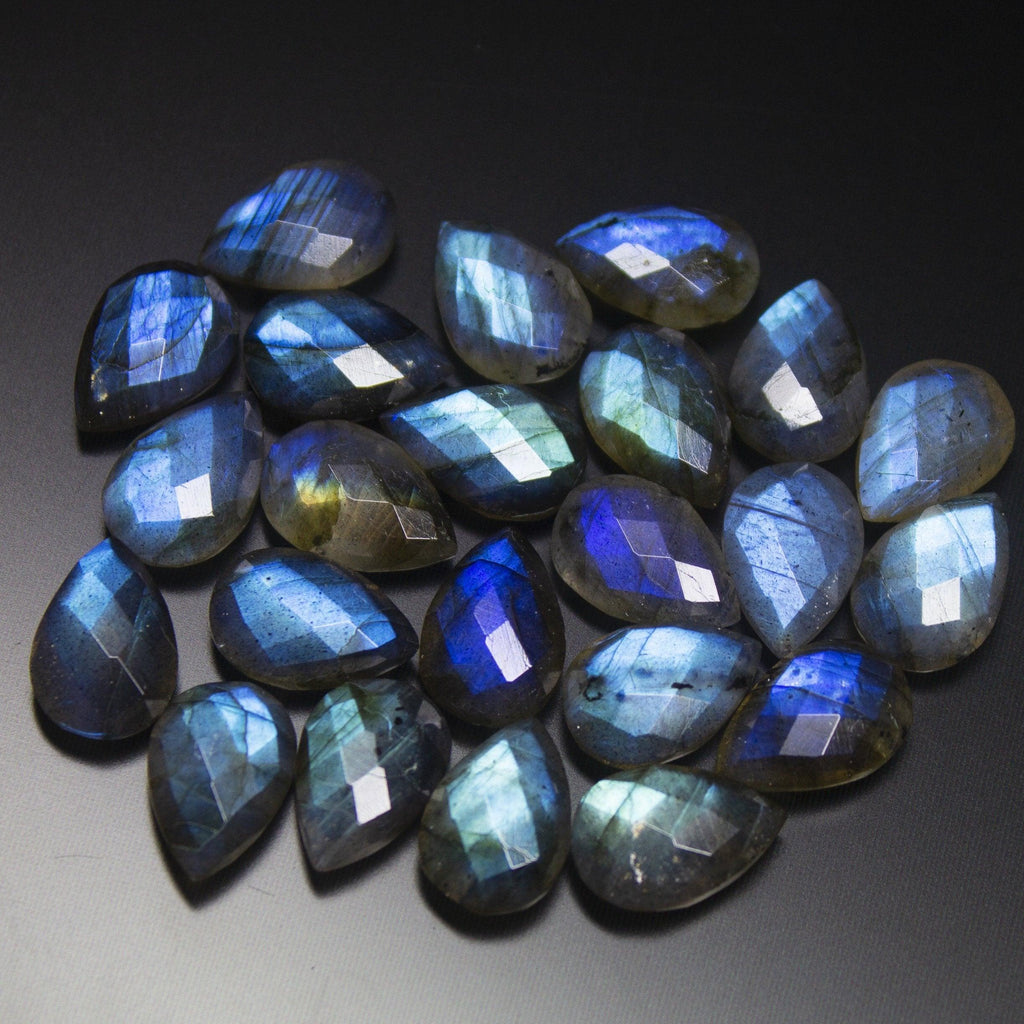 12 matching pair, 12mm Matched Pair, Faceted Pear Shape Briolettes Blue Flash Labradorite - Jalvi & Co.