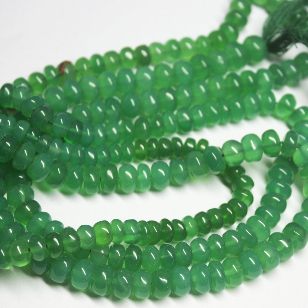 12" Natural Green Onyx Smooth Polished Rondelle Loose gemstone Beads - Jalvi & Co.