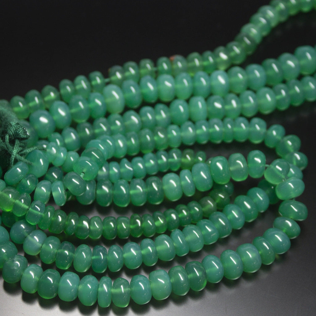 12" Natural Green Onyx Smooth Polished Rondelle Loose gemstone Beads - Jalvi & Co.