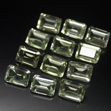 Load image into Gallery viewer, 12 pcs, 14x10mm, Natural Green Amethyst Emerald Cut Gemstone Top Side Drilled Loose Beads - Jalvi &amp; Co.