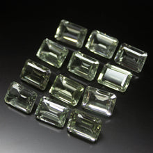 Load image into Gallery viewer, 12 pcs, 14x10mm, Natural Green Amethyst Emerald Cut Gemstone Top Side Drilled Loose Beads - Jalvi &amp; Co.