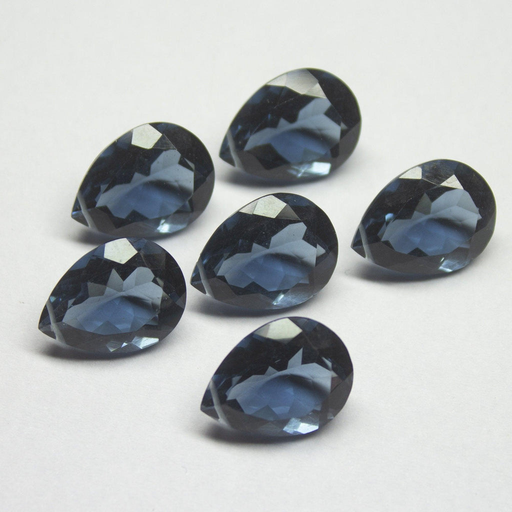 12 Pcs, 16mm, London Blue Quartz Faceted Pear Drops Matching Pair Briolettes - Jalvi & Co.