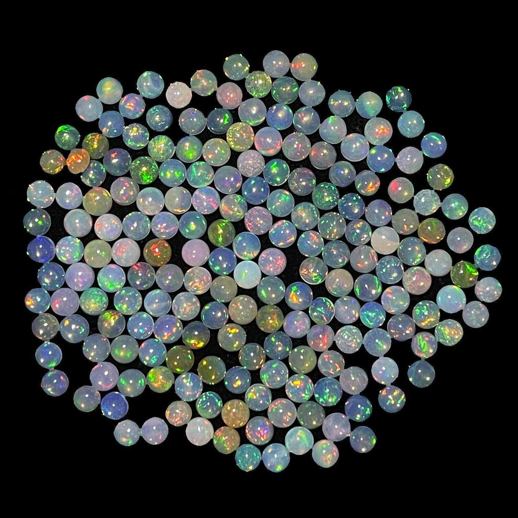 12 Pcs Natural Opal 4mm Round Flashy Multi Colors Loose Cabochon Gemstones Lot - Jalvi & Co.