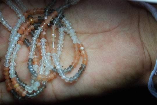 1/2 Strand 7 Inches Multi Moonstone Faceted Rondelles Machine Cut Size 4mm - Jalvi & Co.