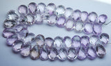 1/2 Strand, Finest Quality Matched Pair 8X12mm Size Pink Amethyst Faceted Pear Shaped Briolette's