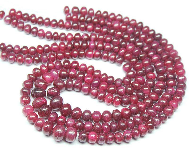 1/2 Strand Natural Africa Dyed Red Ruby Smooth Rondelle Gemstone Loose Beads Strand 7" 6mm 9mm - Jalvi & Co.