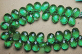 1/2 Strand Natural Green Quartz Faceted Pear Drops Beads 13.5mm 14mm