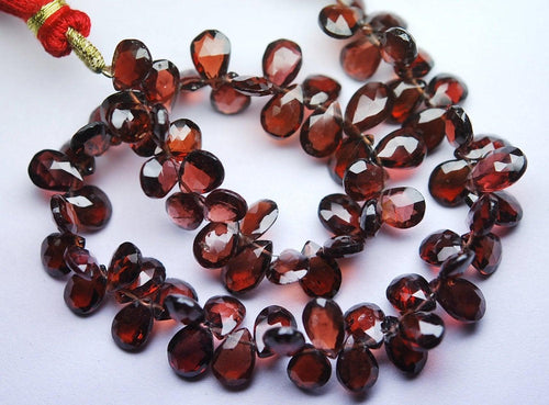 1/2 Strand, Super Finest -Aaa- Quality- Mozambique Garnet Best Quality Faceted Pear Briolettes, 6-7mm - Jalvi & Co.