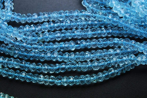 1/2 Strand, Super Finest Quality Sky Blue Topaz Faceted Rondelles Size 4mm - Jalvi & Co.
