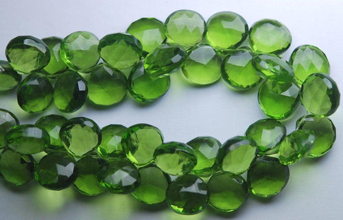 1/2 Strand.Super Finist,Parrot Green Quartz Faceted Heart Shape Briolette, 11-12mm Approx. - Jalvi & Co.