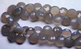 1/2 Strand,Grey Chalcedony Faceted Heart Shape Briolettes, 10-11mm Superb-Finest Quality