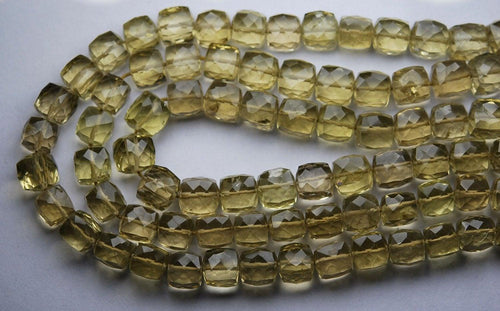 1/2 Strand,Honey Quartz, Full Strand Micro Faceted 3D Cube Shape Briolettes, 6.5-7mm Size,Super Quality - Jalvi & Co.