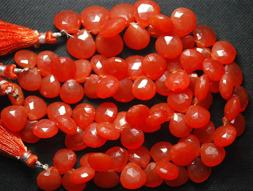 1/2 Strand,Superb-Finest Quality Big Size Fanta Orange Color Carnelian Faceted Heart Shape Briolettes, 9-10mm Size - Jalvi & Co.