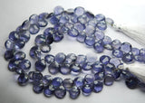 126 Carats, 8 Inch Strand Quality Water Sapphire Iolite Faceted Heart Briolette's, 9-10mm Approx.