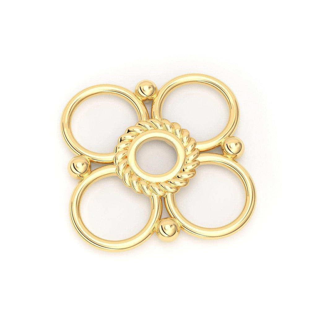 12mm 18k Solid Yellow Gold Handmade Quatrefoil Connector Charm SpacerFinding - Jalvi & Co.