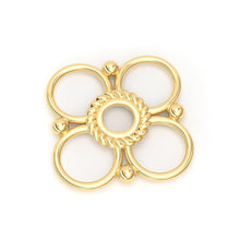 Load image into Gallery viewer, 12mm 18k Solid Yellow Gold Handmade Quatrefoil Connector Charm SpacerFinding - Jalvi &amp; Co.