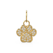 Load image into Gallery viewer, 12mm Dog Paw Pave Diamond 14k 18k Solid Gold Charm Pendant, Paw Charm, Gold Charm Finding, Dog Solid Gold Pendant Pet Doggy Jewelry - Jalvi &amp; Co.