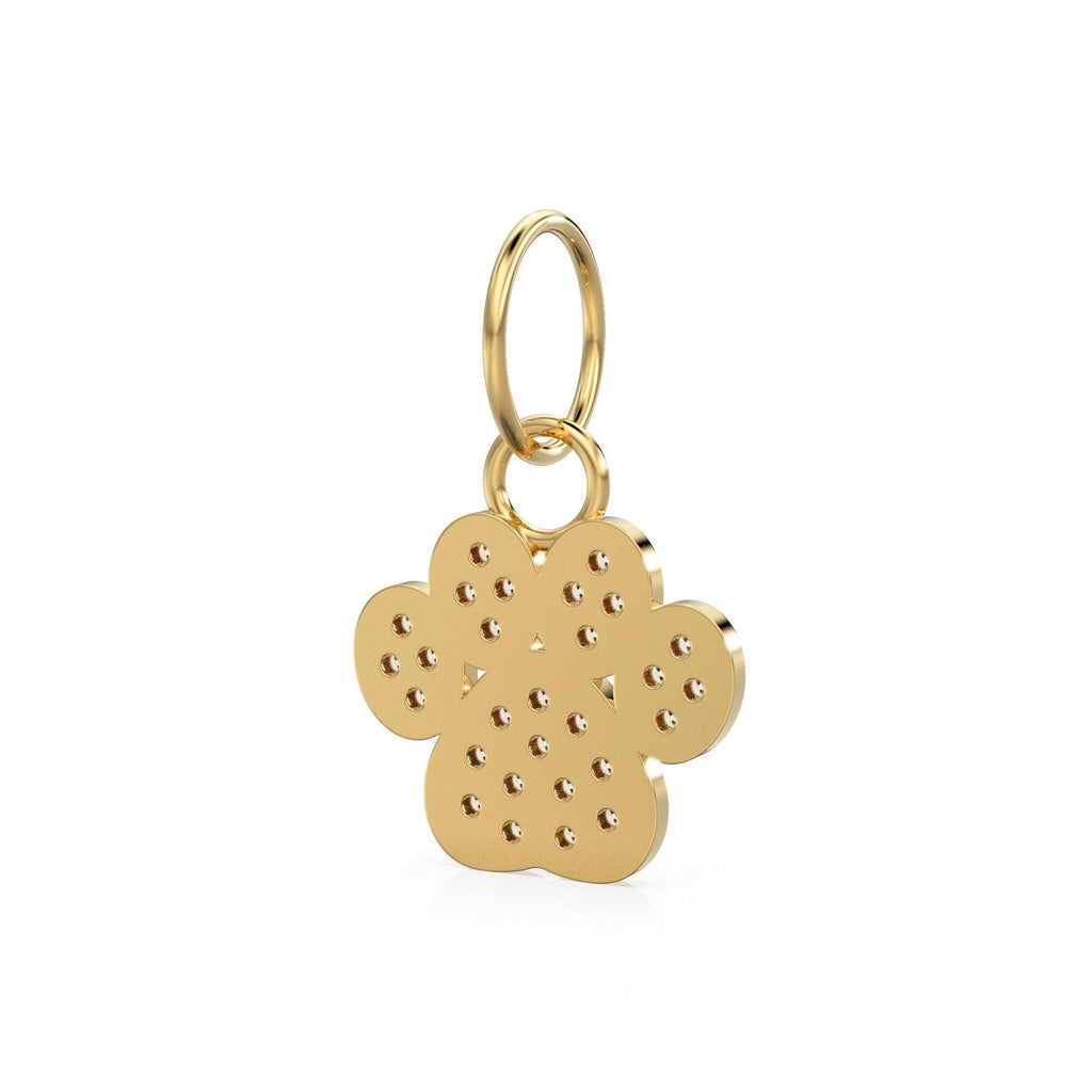 12mm Dog Paw Pave Diamond 14k 18k Solid Gold Charm Pendant, Paw Charm, Gold Charm Finding, Dog Solid Gold Pendant Pet Doggy Jewelry - Jalvi & Co.