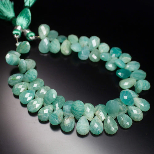 12mm Matched Pair, Faceted Pear Shape Briolettes Amazonite, Amazonite, Amazonite Briolette - Jalvi & Co.
