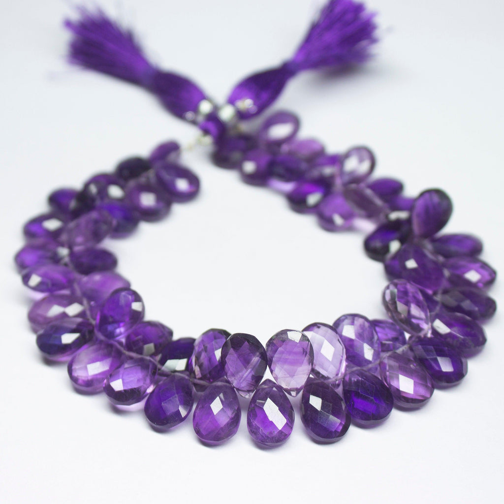 12mm Matched Pair, Faceted Pear Shape Briolettes Purple Amethyst, Amethyst, Amethyst Briolette - Jalvi & Co.