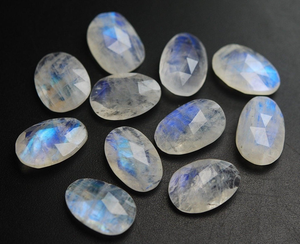 12X18mm 12 Pieces Undrilled Rainbow Moonstone Faceted Fancy Shape Loose Gemstone Calibrated Size - Jalvi & Co.