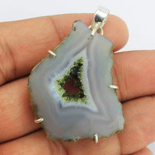 Load image into Gallery viewer, 13.15g, Totally Handmade Grey Druzy 925 Sterling Silver Pear Pendant, Druzy Pendant - Jalvi &amp; Co.