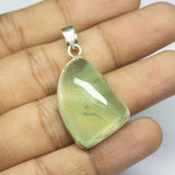 13.30gm Natural Prehnite Fancy Shape 925 Sterling Silver Bezel Pendant, Prehnite Pendant