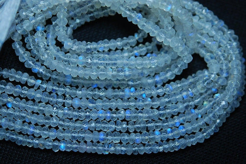 13.5 Inch Strand Of Machine Cut Quality Blue Fire Rainbow Moonstones Micro Faceted Rondells 3-3.5mm - Jalvi & Co.