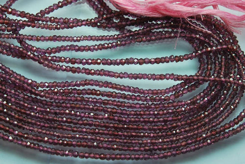 13.5 Inch Strand, Purple Pink Natural Garnet Faceted Rondelles 3mm - Jalvi & Co.