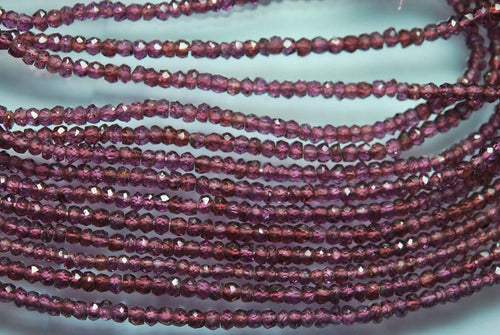 13.5 Inch Strand, Purple Pink Natural Garnet Faceted Rondelles 3mm - Jalvi & Co.