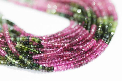 13.5 inches, 2.50mm, Multi Watermelon Tourmaline Faceted Rondelle Beads - Jalvi & Co.