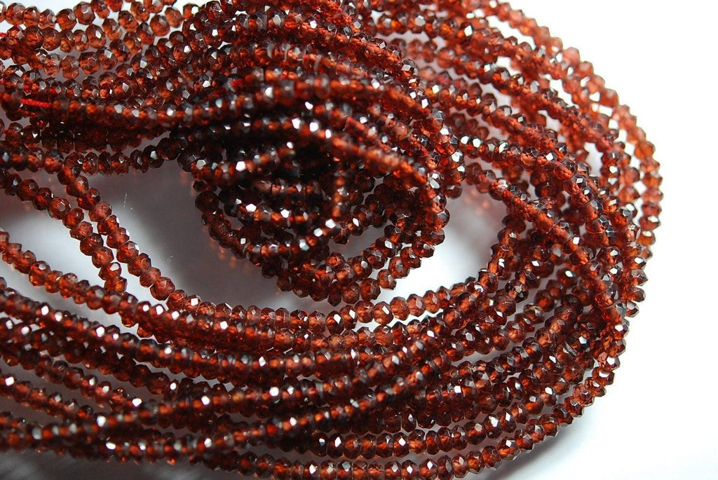 13.5 Inches Strand, Very Rare, Finest Natural Pyrope Red Garnet Faceted Rondelles 3.5mm - Jalvi & Co.