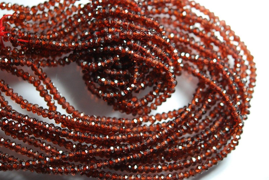 13.5 Inches Strand, Very Rare, Finest Natural Pyrope Red Garnet Faceted Rondelles 3.5mm - Jalvi & Co.