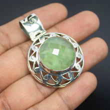 Load image into Gallery viewer, 13.7g, Totally Handmade Natural Prehnite Round Shape 925 Sterling Silver Pendant - Jalvi &amp; Co.