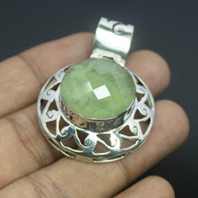 Load image into Gallery viewer, 13.7g, Totally Handmade Natural Prehnite Round Shape 925 Sterling Silver Pendant - Jalvi &amp; Co.