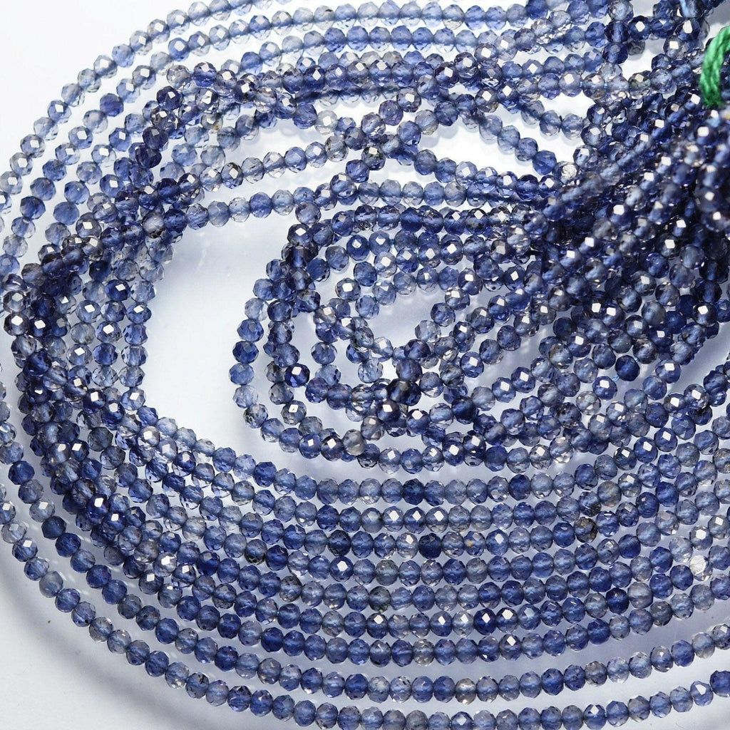 13" Full Strand, Blue Iolite Faceted Rondelle Shape Gemstone Beads, Iolite Beads, 3mm - Jalvi & Co.