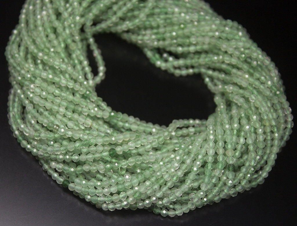 13" Full Strand, Green Rutile Quartz Faceted Round Cut Shape Gemstone Beads, Quartz Beads, 2.30-2.40mm - Jalvi & Co.