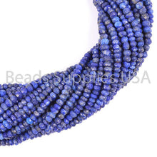 Load image into Gallery viewer, 13&quot; Full Strand, Lapis Lazuli Faceted Rondelle Shape Gemstone Beads, Lapis Lazuli Beads, 3-4mm - Jalvi &amp; Co.